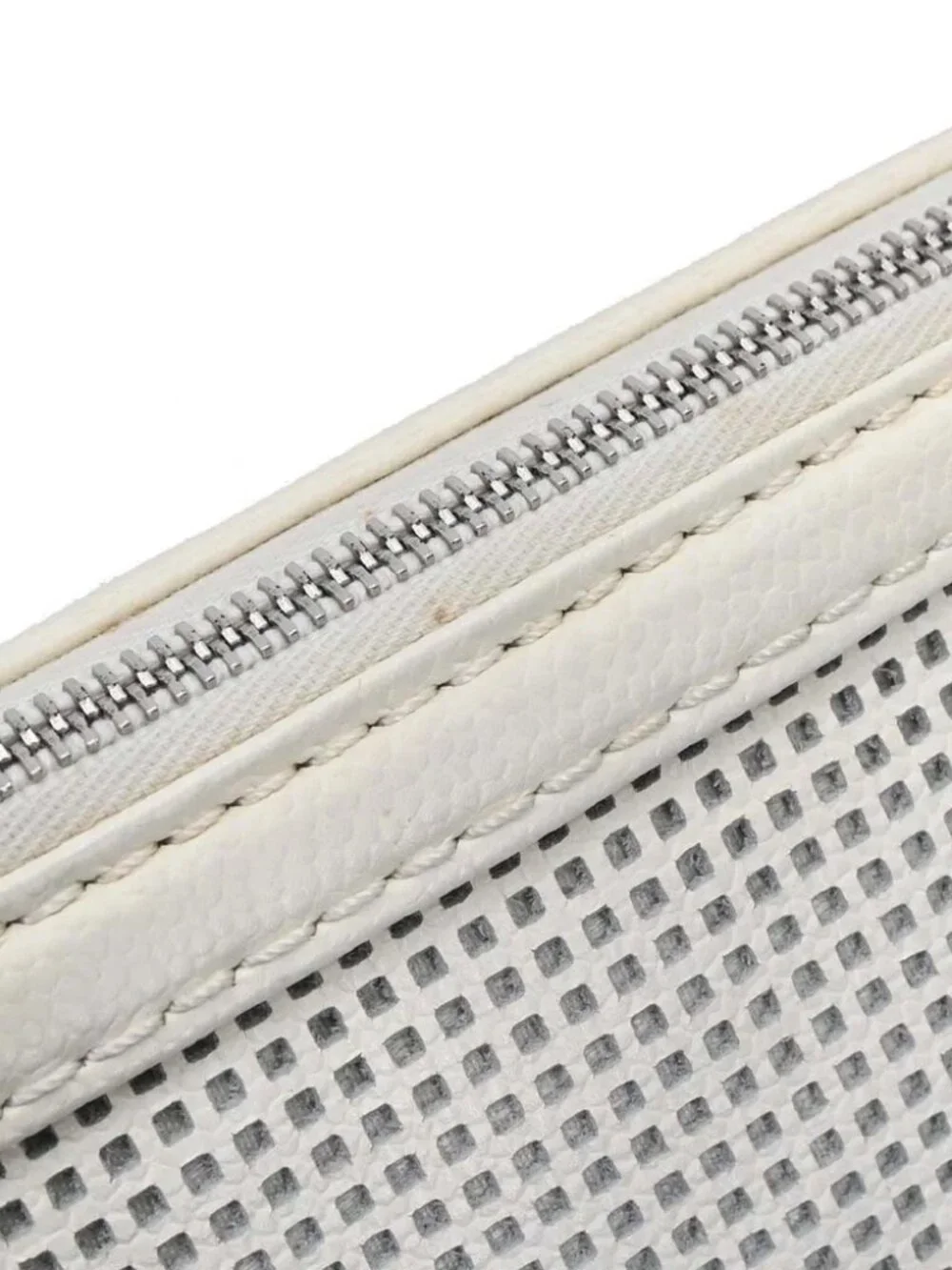 Chanel White Perforated Calfskin Pulley Shoulder Bag